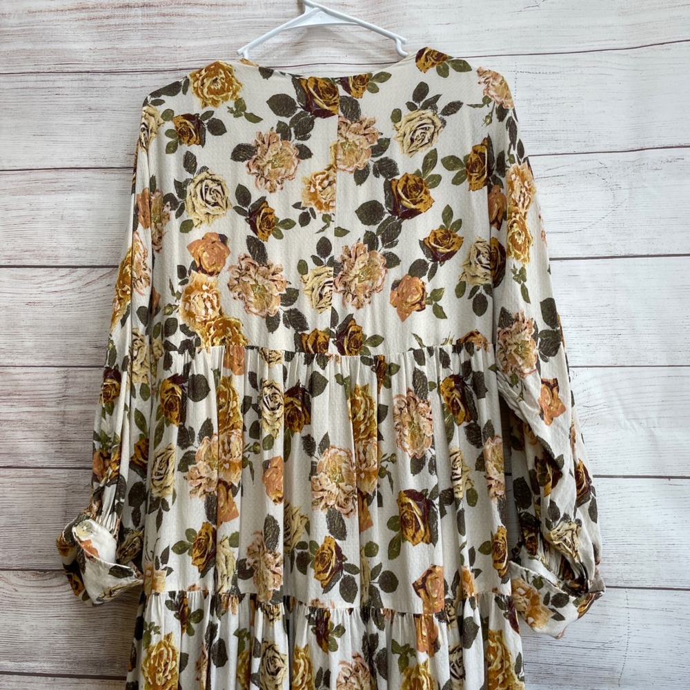 FREE PEOPLE ROWS OF ROSES MAXI DRESS IN CREAM AND TAN - Picture 7 of 11
